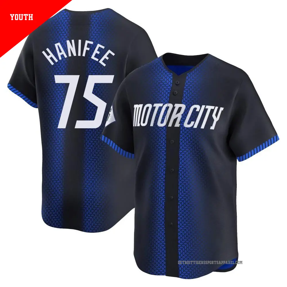 Youth ＃75 Brenan Hanifee Detroit Tigers Blue Limited 2024 City Connect Jersey