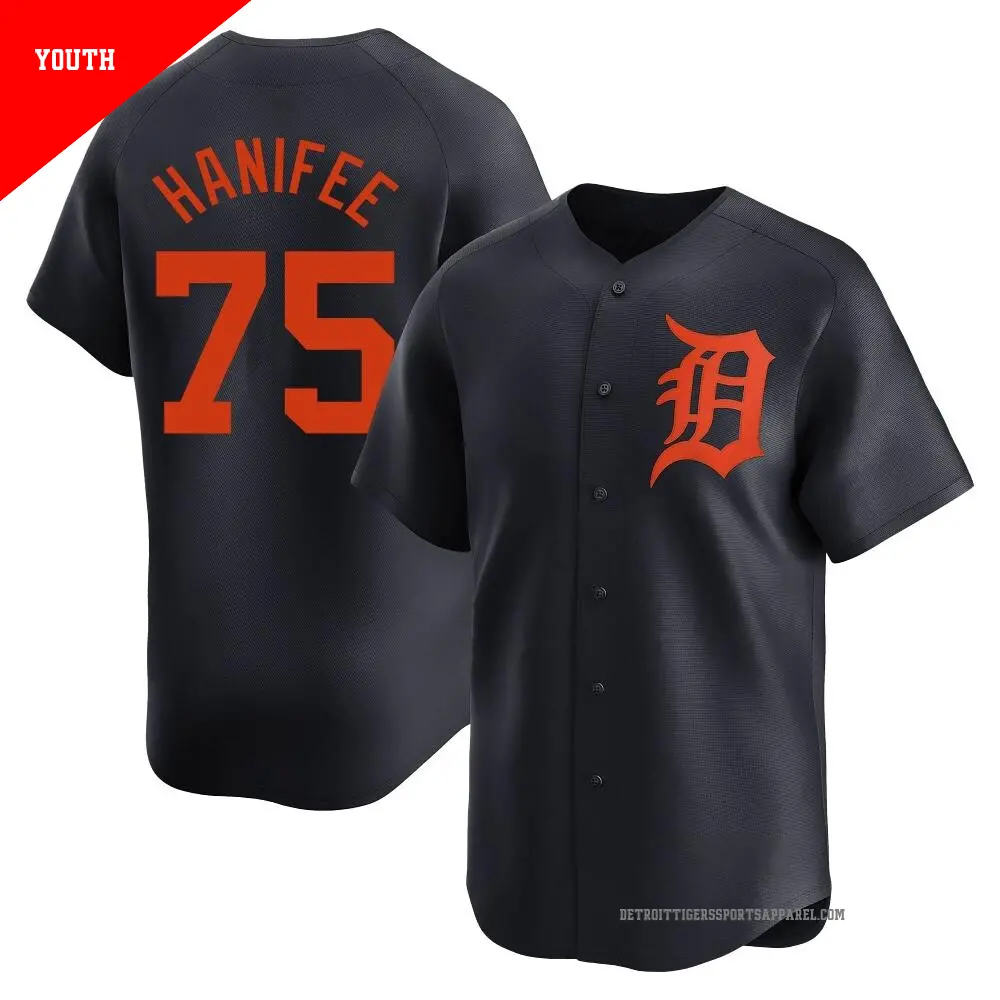 Youth ＃75 Brenan Hanifee Detroit Tigers Navy Limited Alternate Jersey