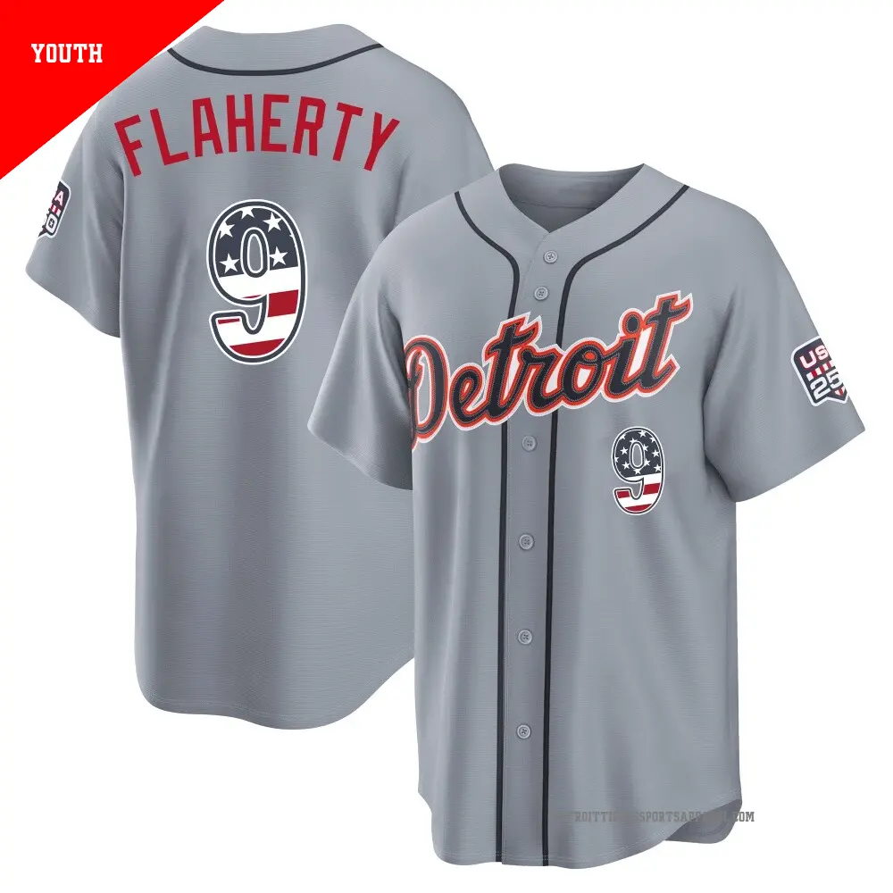 Youth #9 Jack Flaherty Detroit Tigers Gray Limited USA 250 Fourth
