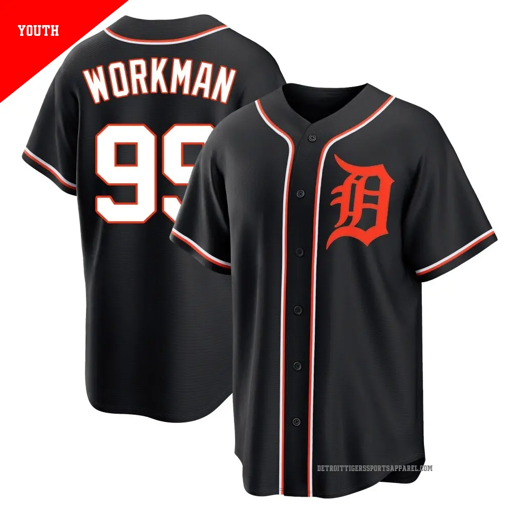 Youth ＃99 Gage Workman Detroit Tigers Black Replica Fashion Out Jersey