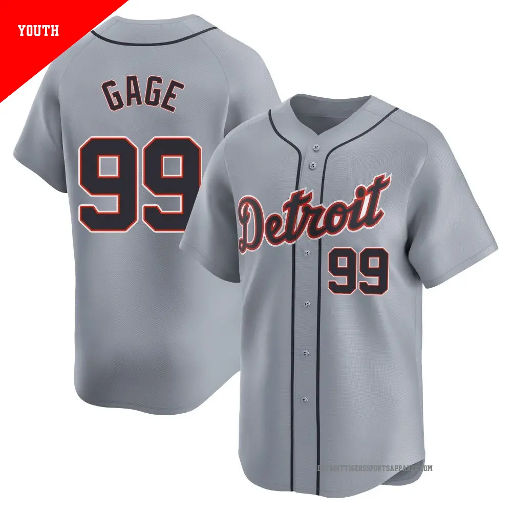 Youth ＃99 Matt Gage Detroit Tigers Gray Limited Road Jersey
